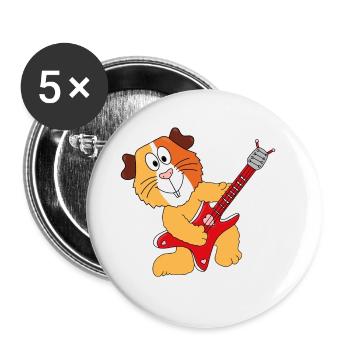 MEERSCHWEINCHEN - GITARRE - MUSIK - LIEBE - TIER - Buttons groß 56 mm (5er Pack) - Weiß - Vorne
