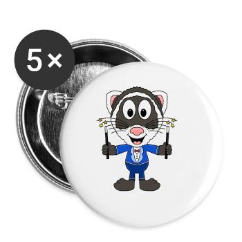 FRETTCHEN - ZAUBERER - ZAUBERN - MAGIE - TIER - Buttons groß 56 mm (5er Pack) - Weiß - Vorne