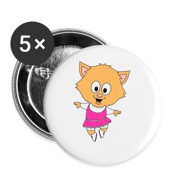 KATZE - TANZEN - TÄNZERIN - BALLETT - BALLERINA - Buttons groß 56 mm (5er Pack) - Weiß - Vorne