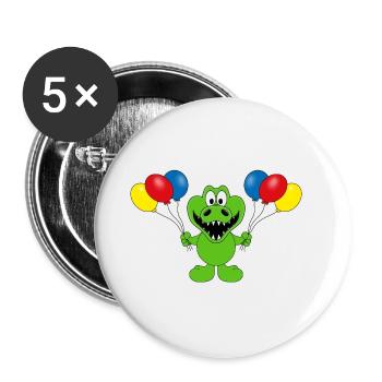 KROKODIL - LUFTBALLONS - TIER - KIND - BABY - Buttons groß 56 mm (5er Pack) - Weiß - Vorne