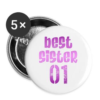 Best sister 01 - Buttons large 2.2''/56 mm (5-pack) - white - Front