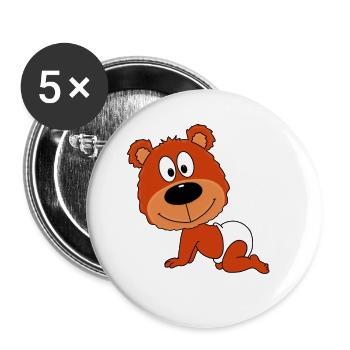 TEDDY - BÄR - TEDDYBÄR - BABY - TIERISCH - Buttons groß 56 mm (5er Pack) - Weiß - Vorne
