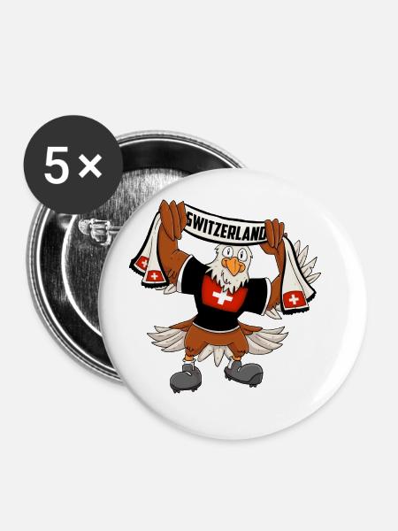 Schweizer Adler - Buttons groß 56 mm (5er Pack) - Weiß