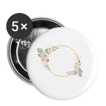 Modern Elegant Floral Kranz - Buttons groß 56 mm (5er Pack) - Weiß - Vorne