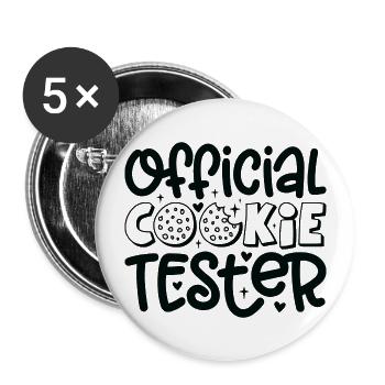 Christmas XMas kekse Cookie Tester - Buttons groß 56 mm (5er Pack) - Weiß - Vorne
