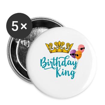 Anniversaire Hommes Garçon drôle Cadeau Enfants - Lot de 5 grands badges (56 mm) - blanc - Devant