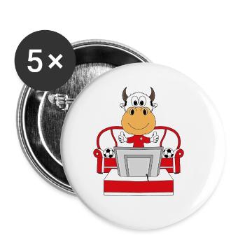 FUßBALL - KUH - SCHWEIZ - SWITZERLAND - WM - SPORT - Buttons groß 56 mm (5er Pack) - Weiß - Vorne