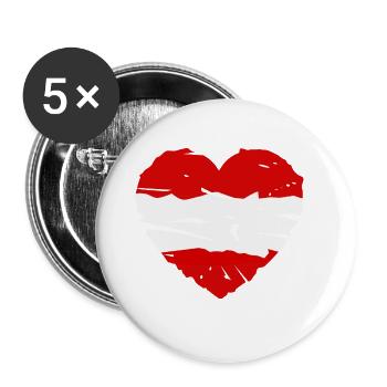 Das Austria Herz - Buttons groß 56 mm (5er Pack) - Weiß - Vorne