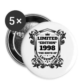 1998 Birthday vintage Vintage Retro - Buttons large 2.2''/56 mm (5-pack) - white - Front