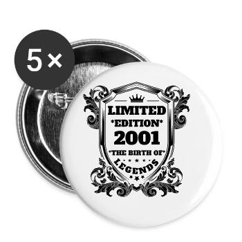2001 Anniversaire vintage Vintage Retro - Lot de 5 grands badges (56 mm) - blanc - Devant