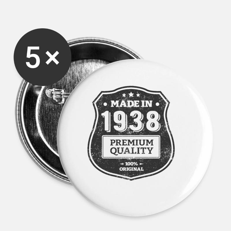 MADE IN 1938 - Buttons large 2.2''/56 mm (5-pack) - white