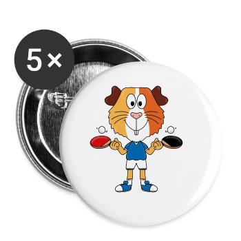 MEERSCHWEINCHEN - TISCHTENNIS - SPORT - TIERISCH - Buttons groß 56 mm (5er Pack) - Weiß - Vorne