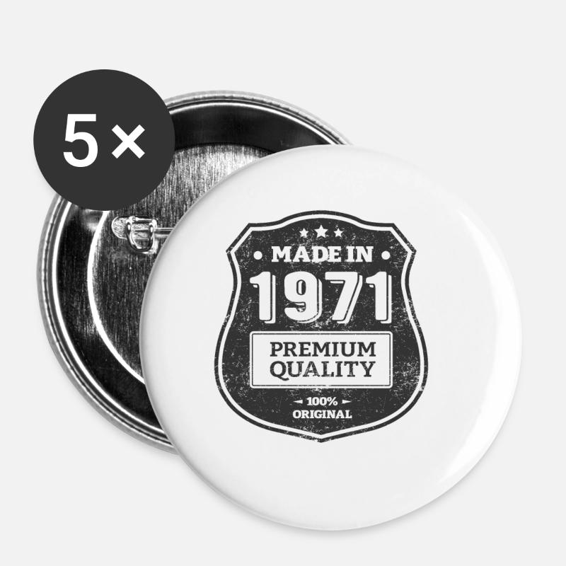 MADE IN 1971 - Buttons large 2.2''/56 mm (5-pack) - white
