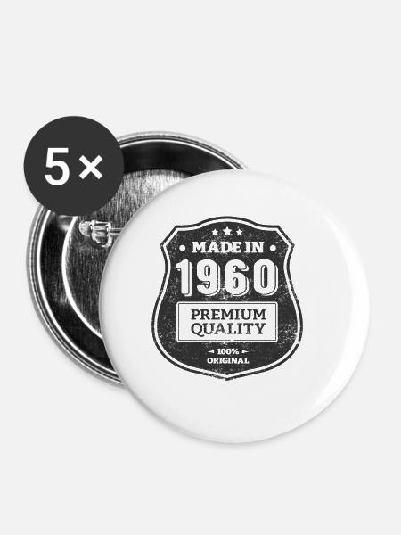 MADE IN 1960 - Buttons large 2.2''/56 mm (5-pack) - white