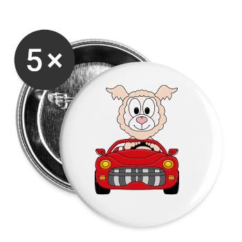 LAMA - ALPAKA - AUTO - TIER - TIERISCH - Buttons groß 56 mm (5er Pack) - Weiß - Vorne