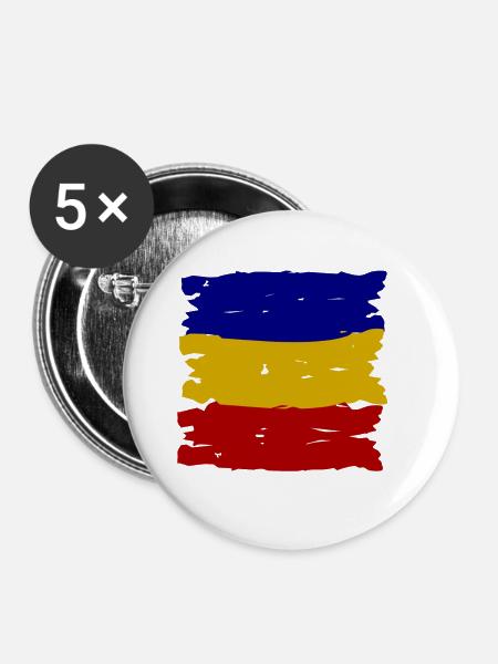 Die rumänische Fahne - Buttons groß 56 mm (5er Pack) - Weiß
