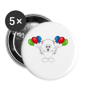 KATZE - LUFTBALLONS - TIER - KIND - BABY - Buttons groß 56 mm (5er Pack) - Weiß - Vorne