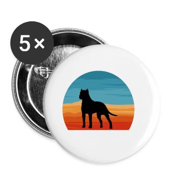Amoureux des chiens brésiliens Silhouette Vintage Coucher de soleil - Lot de 5 grands badges (56 mm) - blanc - Devant