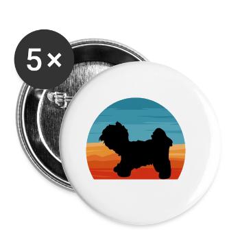 Kyi Leo Dog Lover Silhouette Vintage Sunset - Buttons large 2.2''/56 mm (5-pack) - white - Front