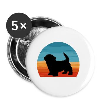Havenese Dog Lover Silhouette Vintage Sunset - Buttons large 2.2''/56 mm (5-pack) - white - Front