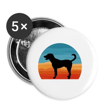 Combai Dog Lover Silhouette Vintage Sunset - Buttons large 2.2''/56 mm (5-pack) - white - Front