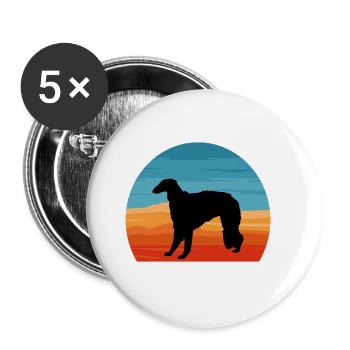 Borzoi Dog Lover Silhouette Vintage Sunset - Buttons large 2.2''/56 mm (5-pack) - white - Front
