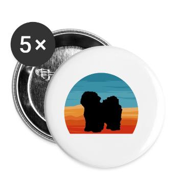 Bolognese Dog Lover Silhouette Vintage Sunset - Buttons large 2.2''/56 mm (5-pack) - white - Front