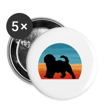 Cockapoo Dog Lover Silhouette Vintage Sunset - Buttons large 2.2''/56 mm (5-pack) - white - Front
