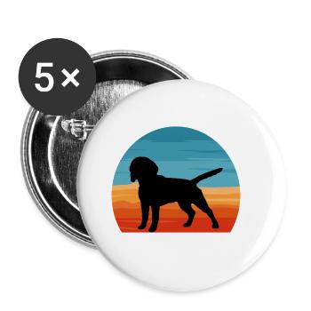 Beagle Dog Lover Silhouette Vintage Sunset - Lot de 5 grands badges (56 mm) - blanc - Devant