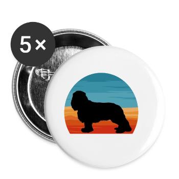King Charles Dog Lover Silhouette Vintage Sunset - Buttons large 2.2''/56 mm (5-pack) - white - Front
