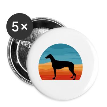 Grey Hound Dog Lover Silhouette Vintage Sunset - Lot de 5 grands badges (56 mm) - blanc - Devant