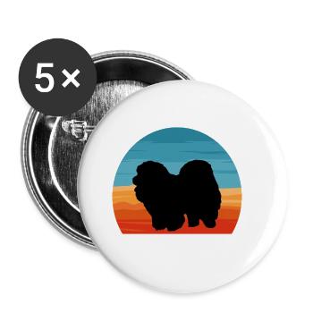 Chow Chow Dog Lover Silhouette Vintage Sunset - Buttons large 2.2''/56 mm (5-pack) - white - Front