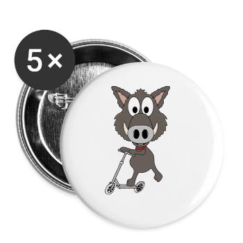 ROLLER - WILDSCHWEIN - TIER - KIND - BABY - FUN - Buttons groß 56 mm (5er Pack) - Weiß - Vorne