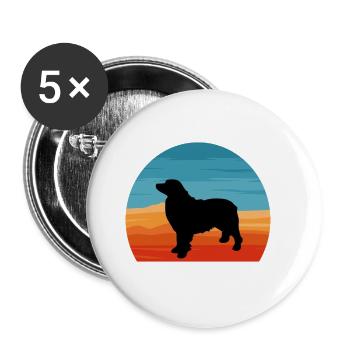 Berner Laufhund Hundeliebe Silhouette Vintage Sonnenuntergang - Buttons groß 56 mm (5er Pack) - Weiß - Vorne