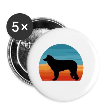 Welsh Sheepdog Dog Lover Silhouette Vintage Sunset - Lot de 5 grands badges (56 mm) - blanc - Devant