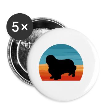 Klempner Spaniel Hund Liebe Silhouette Vintage Sonnenuntergang - Buttons groß 56 mm (5er Pack) - Weiß - Vorne