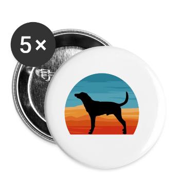 Leopard Hound Hund Liebhaber Silhouette Vintage Sonnenuntergang - Buttons groß 56 mm (5er Pack) - Weiß - Vorne