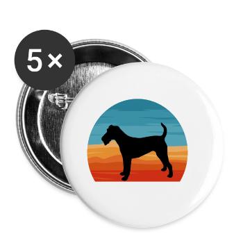 Irish Terrier Dog Lover Silhouette Vintage Sunset - Buttons large 2.2''/56 mm (5-pack) - white - Front