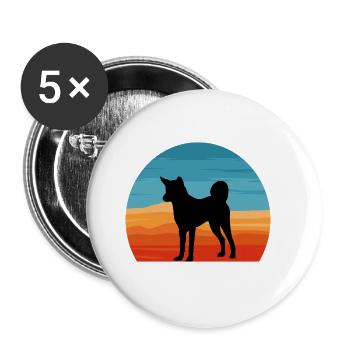 Indian Pariah Dog Lover Silhouette Vintage Sunset - Lot de 5 grands badges (56 mm) - blanc - Devant