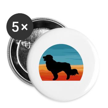 Kooikerhondje Hundeliebhaber Silhouette Vintage Sonnenuntergang - Buttons groß 56 mm (5er Pack) - Weiß - Vorne
