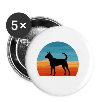 Formosan Mountain Dog Love Silhouette Retro Sunset - Lot de 5 grands badges (56 mm) - blanc - Devant