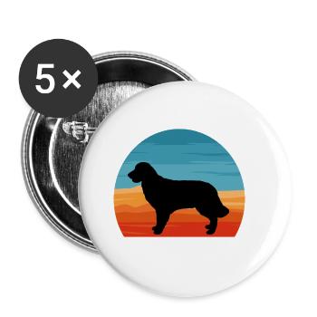 Golden Retriever Dog Lover Silhouette Retro Sunset - Buttons large 2.2''/56 mm (5-pack) - white - Front