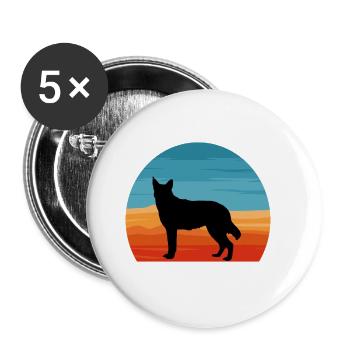 Saarlooswolfhond Dog Lover Silhouette Retro Sunset - Buttons large 2.2''/56 mm (5-pack) - white - Front
