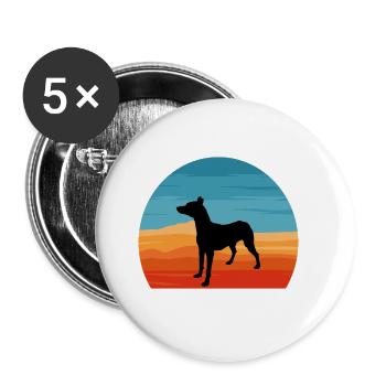 Andalou Chien Chien Amoureux Silhouette Rétro Coucher de Soleil - Lot de 5 grands badges (56 mm) - blanc - Devant