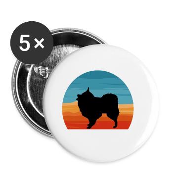 Volpino Italiano Hundeliebhaber Silhouette Retro Sonnenuntergang - Buttons groß 56 mm (5er Pack) - Weiß - Vorne