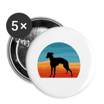 Rampur Greyhound Dog Lover Silhouette Retro Sunset - Buttons large 2.2''/56 mm (5-pack) - white - Front