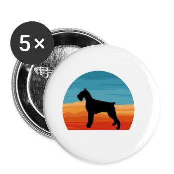 Schnauzer Géant Chien Amour Silhouette Vintage Coucher de Soleil - Lot de 5 grands badges (56 mm) - blanc - Devant