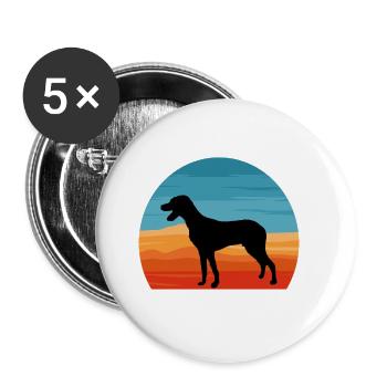 Grec Harehound Dog Love Silhouette Vintage Sunset - Lot de 5 grands badges (56 mm) - blanc - Devant