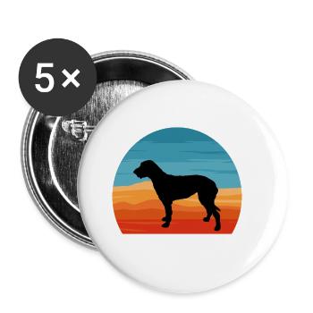 Irish Wolfhound Hund Liebe Silhouette Vintage Sonnenuntergang - Buttons groß 56 mm (5er Pack) - Weiß - Vorne