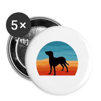 Bleu De Gascogne Petit Dog Silhouette Retro Sunset - Lot de 5 grands badges (56 mm) - blanc - Devant